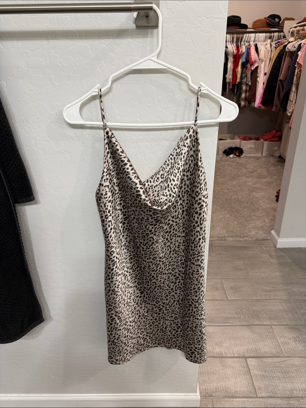 Princess Polly Beige and Black Leopard Satin Mini Slip Dress